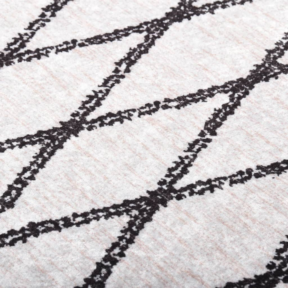 Waschbarer Teppich 80x300 cm Schwarz/Weiß