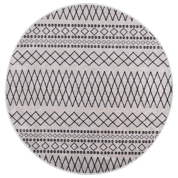 Waschbarer Teppich Schwarz Weiß Ø120cm