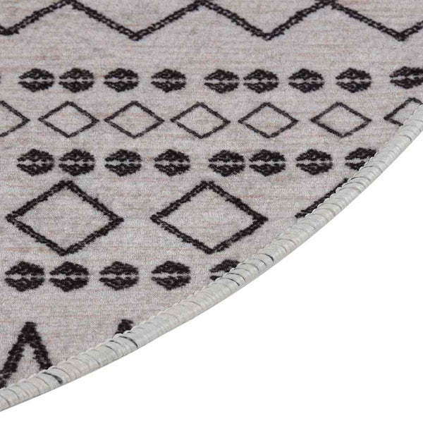 Waschbarer Teppich Schwarz Weiß Ø120cm