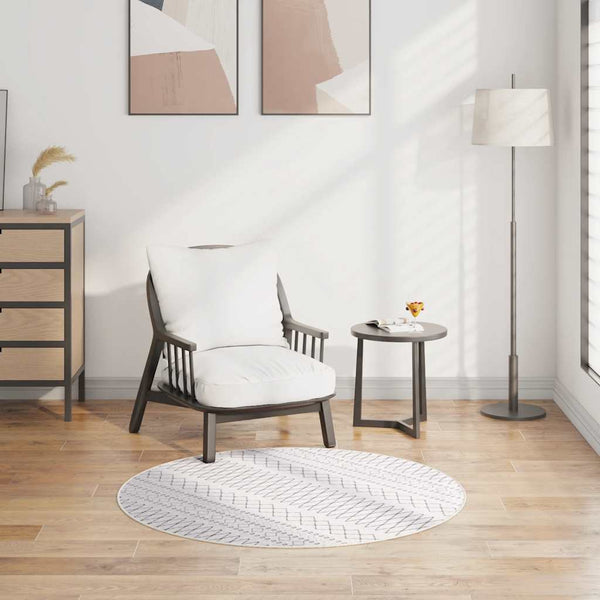 Waschbarer Teppich Schwarz Weiß Ø120cm