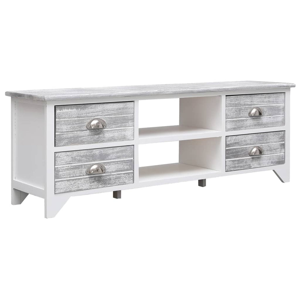 TV-Schrank Weiß Grau Holz 108cm