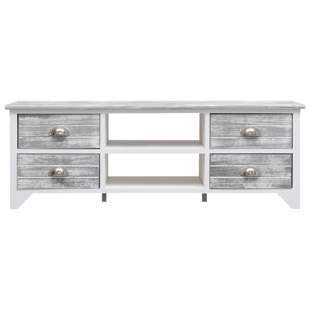 TV-Schrank Weiß Grau Holz 108cm