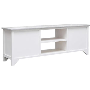 vidaXL Meuble TV blanc et gris 108x30x40 cm Bois de paulownia massif