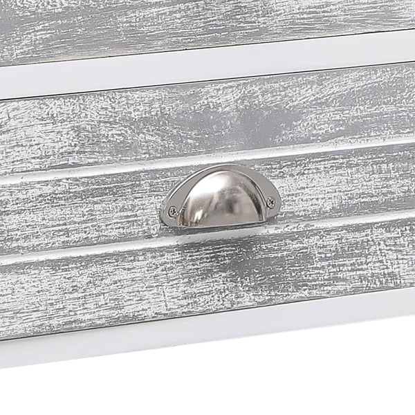 vidaXL Meuble TV blanc et gris 108x30x40 cm Bois de paulownia massif