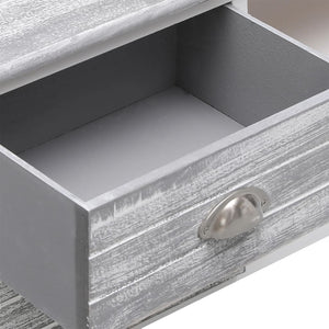 vidaXL Meuble TV blanc et gris 108x30x40 cm Bois de paulownia massif