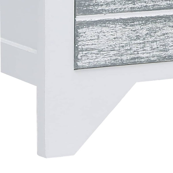 vidaXL Meuble TV blanc et gris 108x30x40 cm Bois de paulownia massif