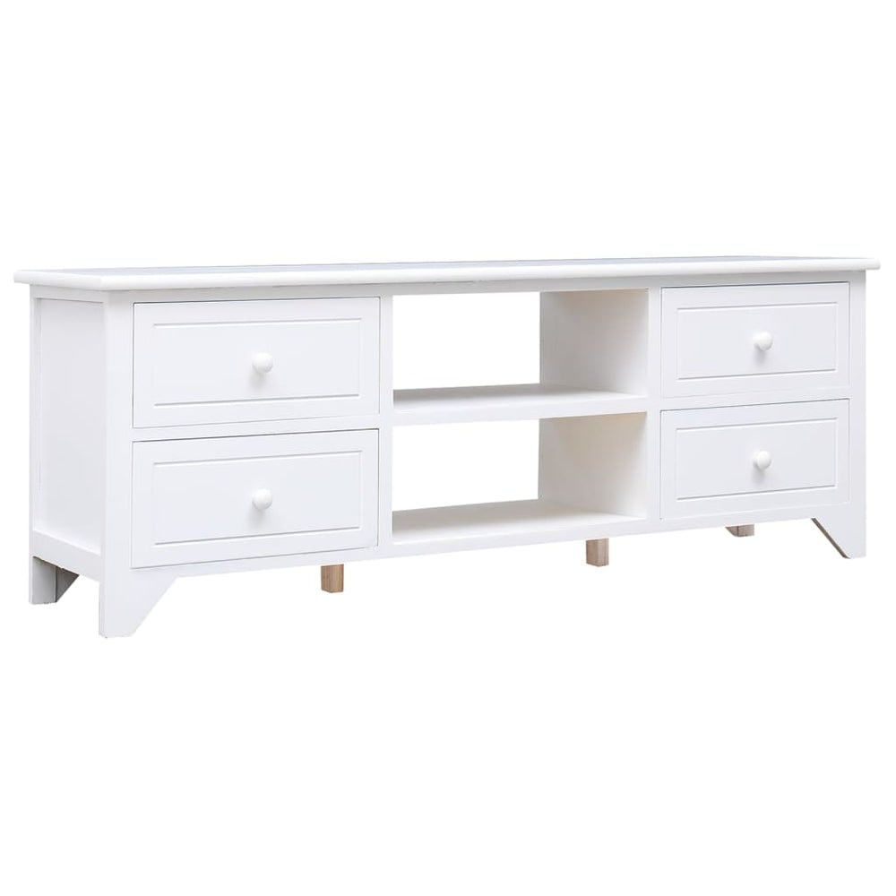 Weißer TV-Schrank Paulownia Massivholz 108cm