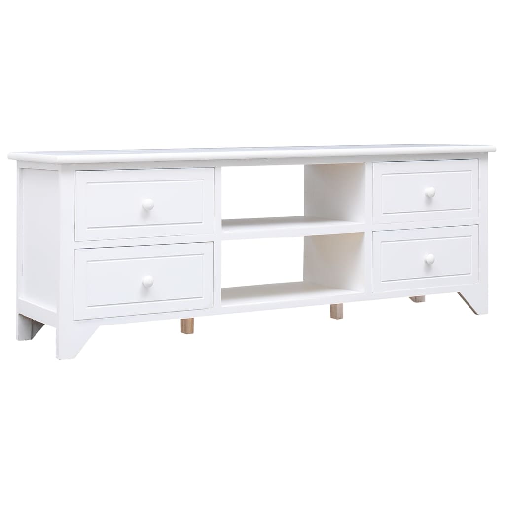 Weißer TV-Schrank Paulownia Massivholz 108cm