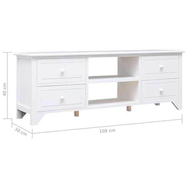 Weißer TV-Schrank Paulownia Massivholz 108cm