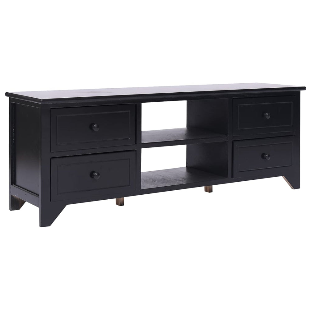 Schwarzer TV-Schrank Paulownia Massivholz 108 cm