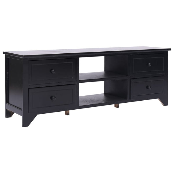 Schwarzer TV-Schrank Paulownia Massivholz 108 cm