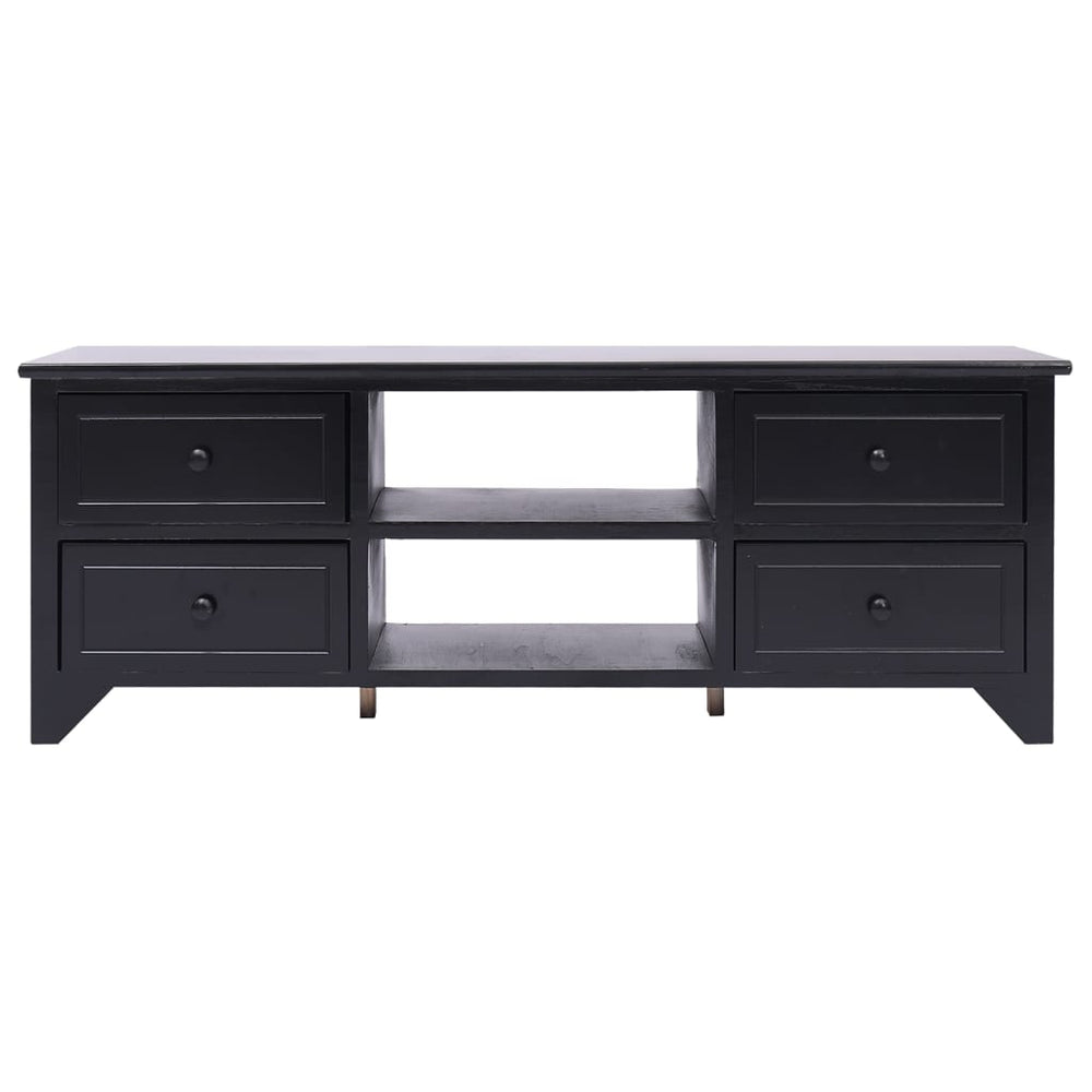 Schwarzer TV-Schrank Paulownia Massivholz 108 cm