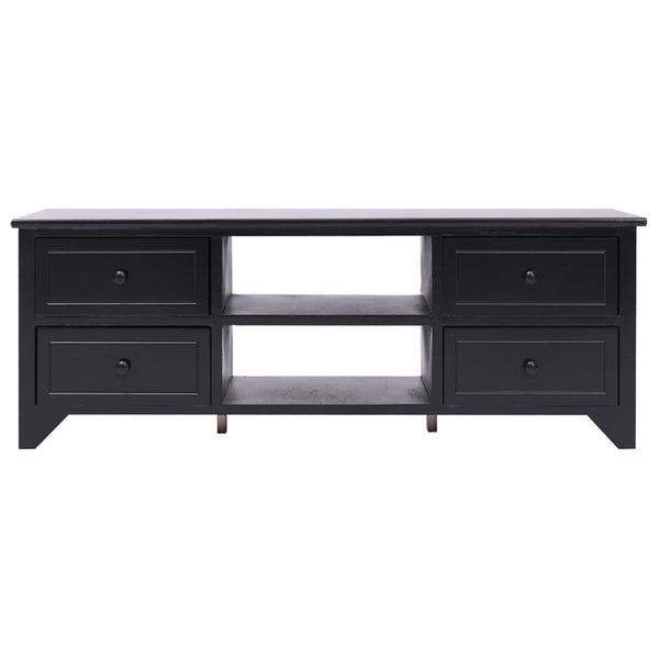 Schwarzer TV-Schrank Paulownia Massivholz 108 cm