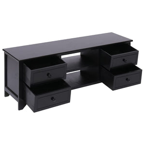Schwarzer TV-Schrank Paulownia Massivholz 108 cm