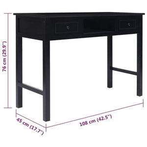 Schreibtisch Schwarz Massivholz 108x45 cm