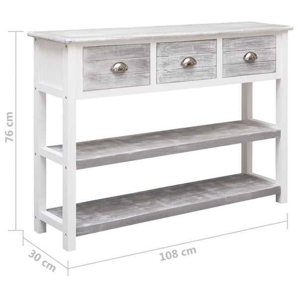 Antik-Graues Sideboard aus Paulowniaholz, 108 cm