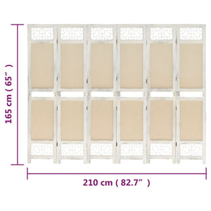 6-tlg. Raumteiler Creme Stoff 210x165 cm
