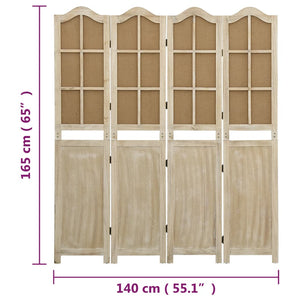 4-tlg. Raumteiler Braun 140x165 cm