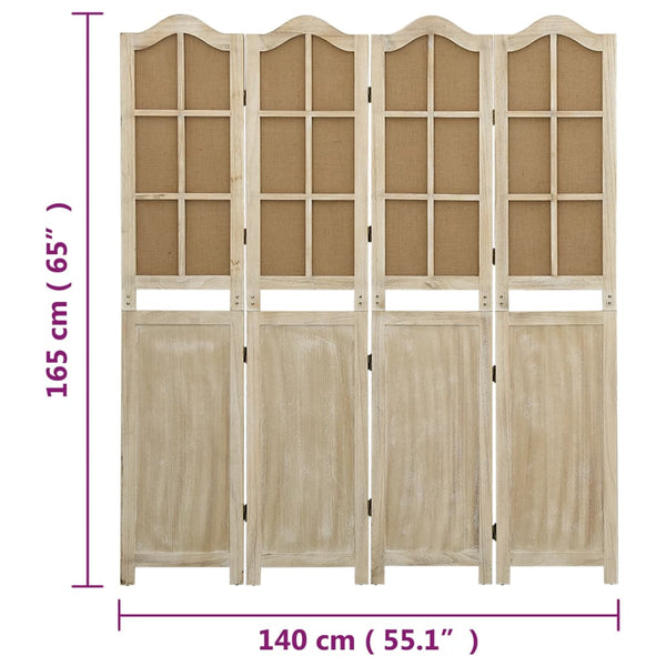4-tlg. Raumteiler Braun 140x165 cm