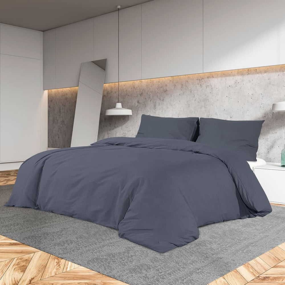 vidaXL Parure de lit Anthracite 140x200 cm Microfibre légère