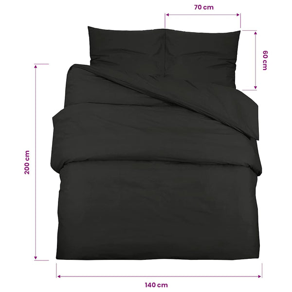 Bettwäsche-Set Schwarz 140x200 cm Leichte Mikrofaser