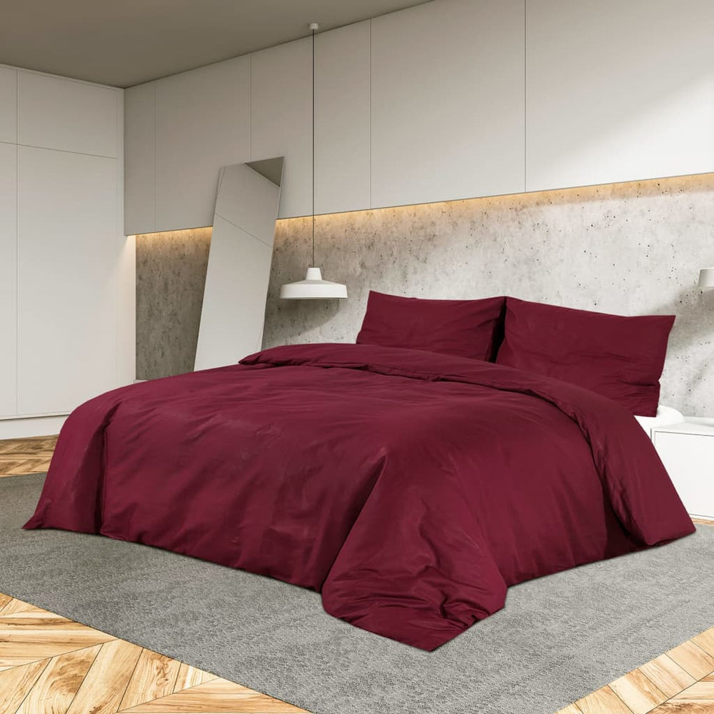 Parure de lit vidaXL rouge bordeaux 240x220 cm en microfibre légère