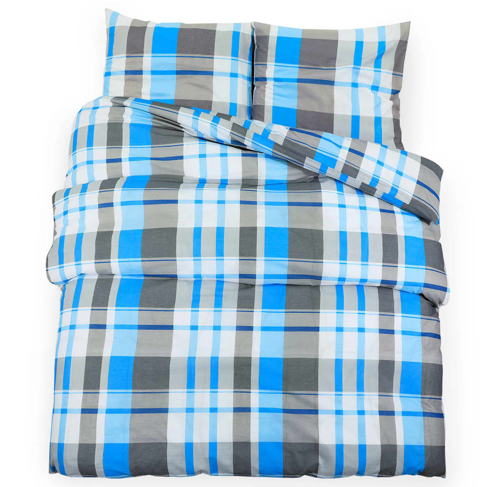 Bettwäsche-Set Blau und Grau 200x200 cm Baumwolle