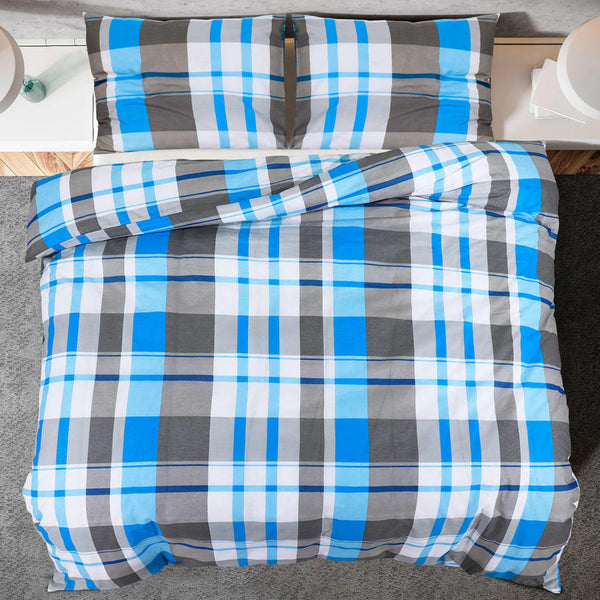 Bettwäsche-Set Blau und Grau 240x220 cm Baumwolle
