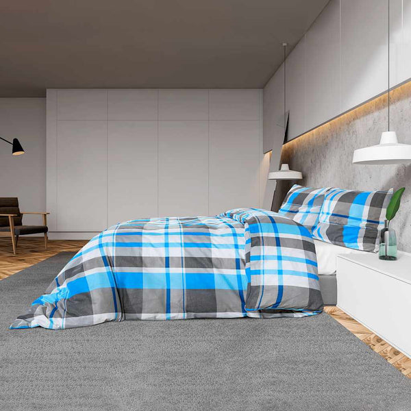 Bettwäsche-Set Blau und Grau 260x240 cm Baumwolle