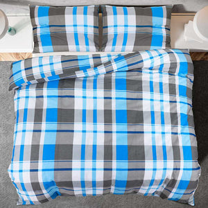 Bettwäsche-Set Blau und Grau 260x240 cm Baumwolle