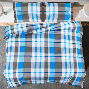 Bettwäsche-Set Blau und Grau 155x220 cm Baumwolle