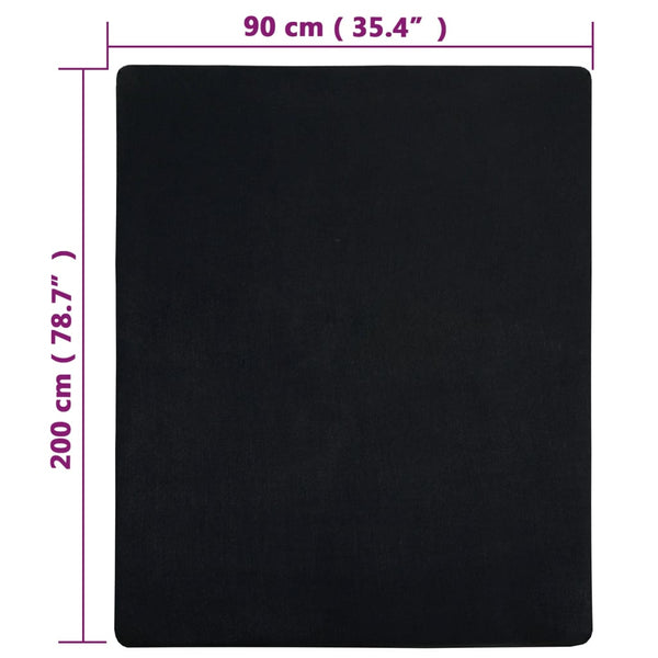 vidaXL Drap-housse 2 pcs Jersey Noir 90x200 cm Coton