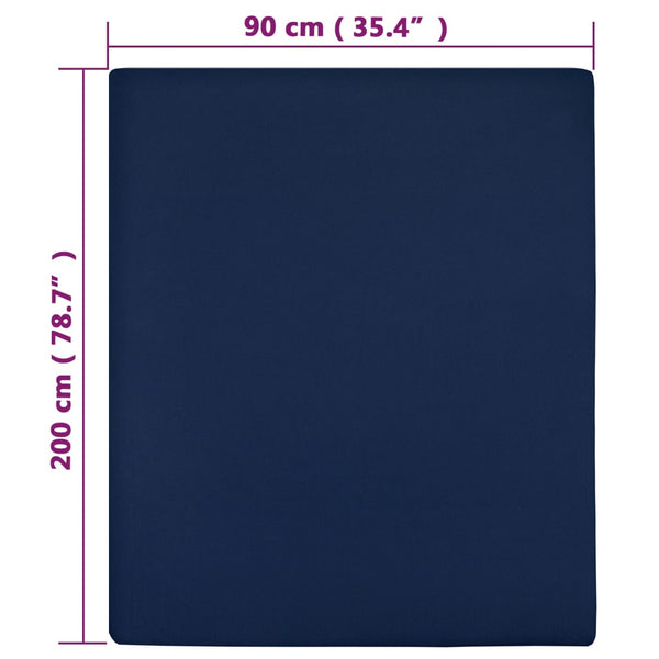 Spannbettlaken 2 Stk. Jersey Marineblau 90x200 cm Baumwolle