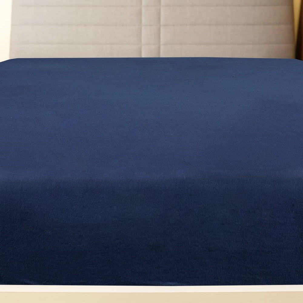 vidaXL Drap-housse Jersey Bleu marine 100x200 cm Coton