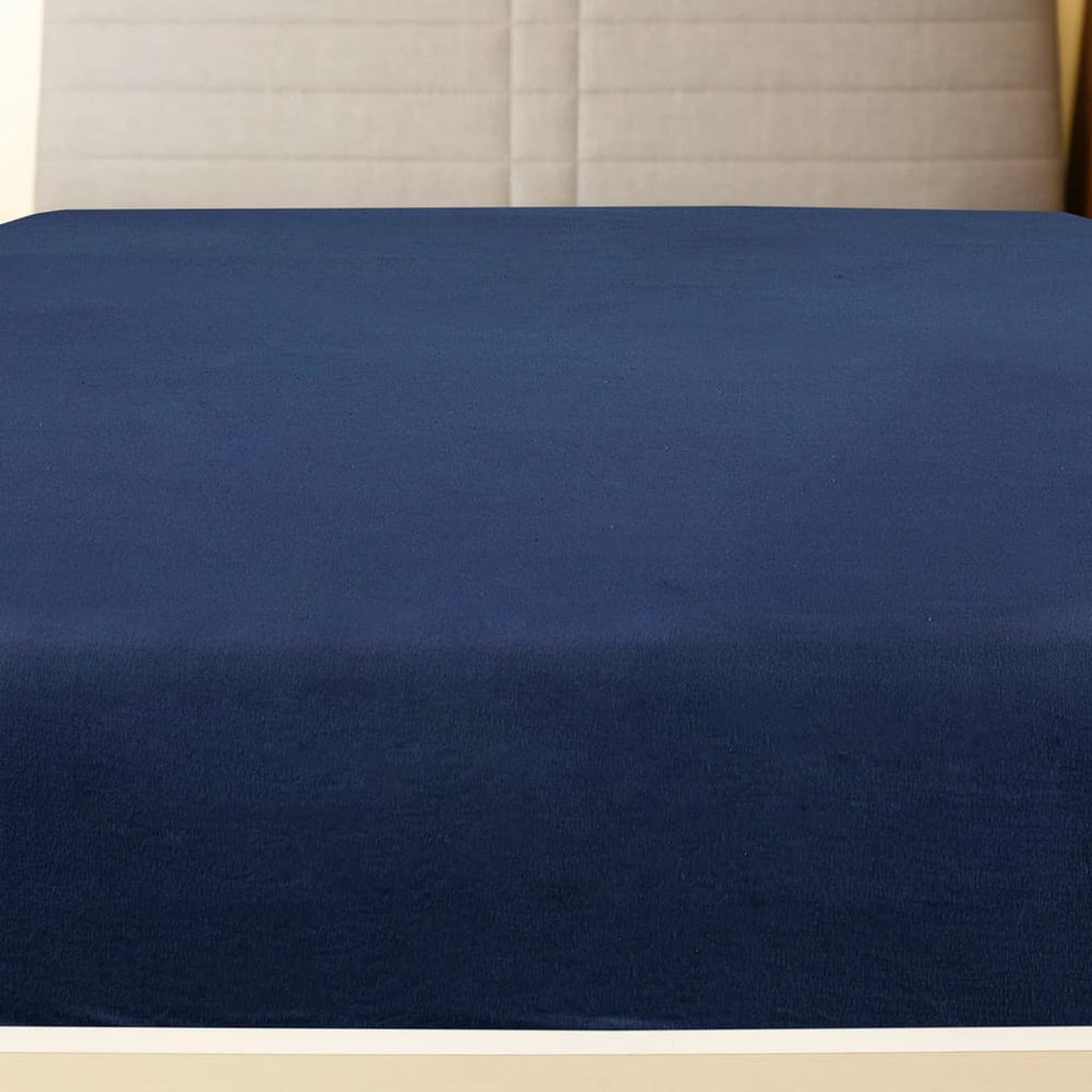 vidaXL Drap-housse en jersey bleu marine 180x200 cm coton