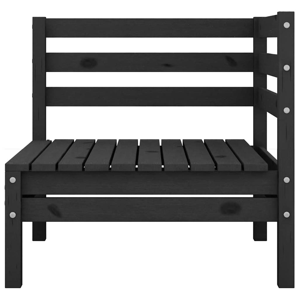 vidaXL Canapé d'angle de jardin Noir Bois de pin massif