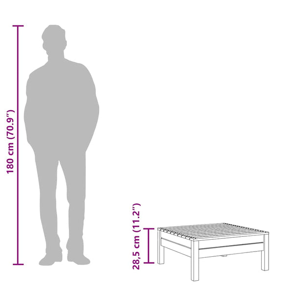 Grauer Gartenhocker Kiefer Massivholz