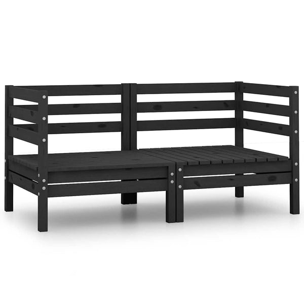 vidaXL Canapés d'angle de jardin 2 pcs Noir Bois de pin massif