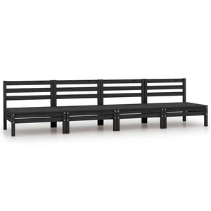 vidaXL Canapés centraux de jardin 4 pcs Noir Bois de pin massif