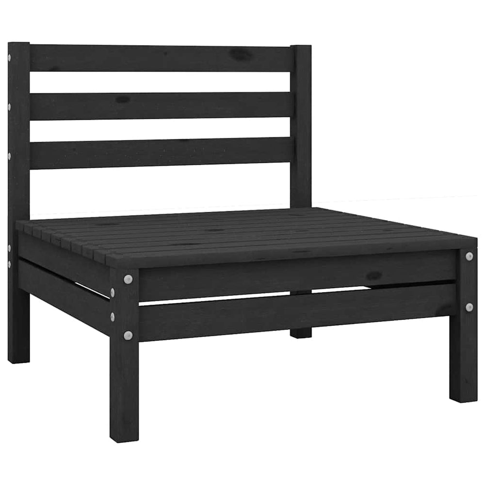 vidaXL Canapés centraux de jardin 4 pcs Noir Bois de pin massif
