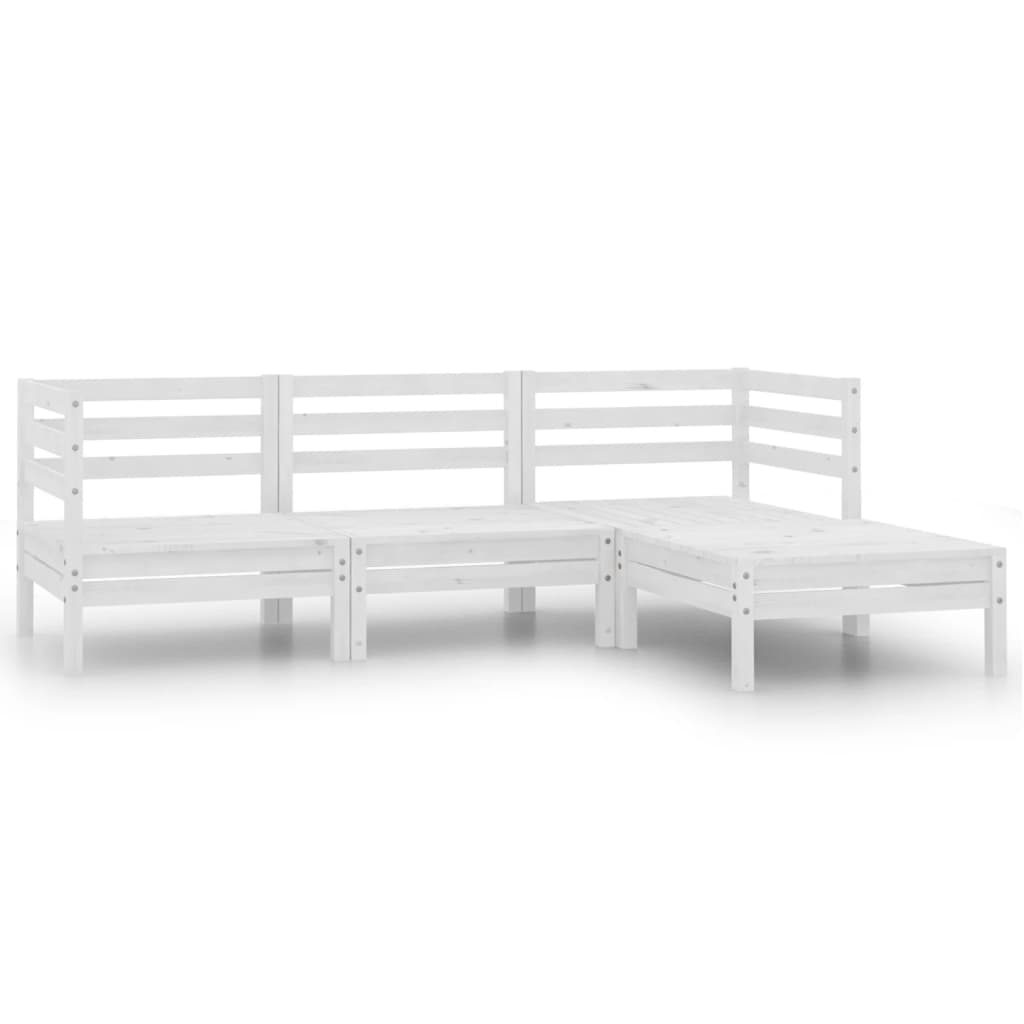 Garten Lounge Set, Kiefer Massivholz, Weiß, 4-teilig