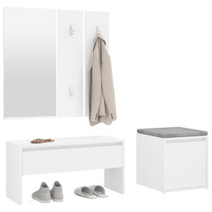 Garderoben-Set Weiß Holzwerkstoff