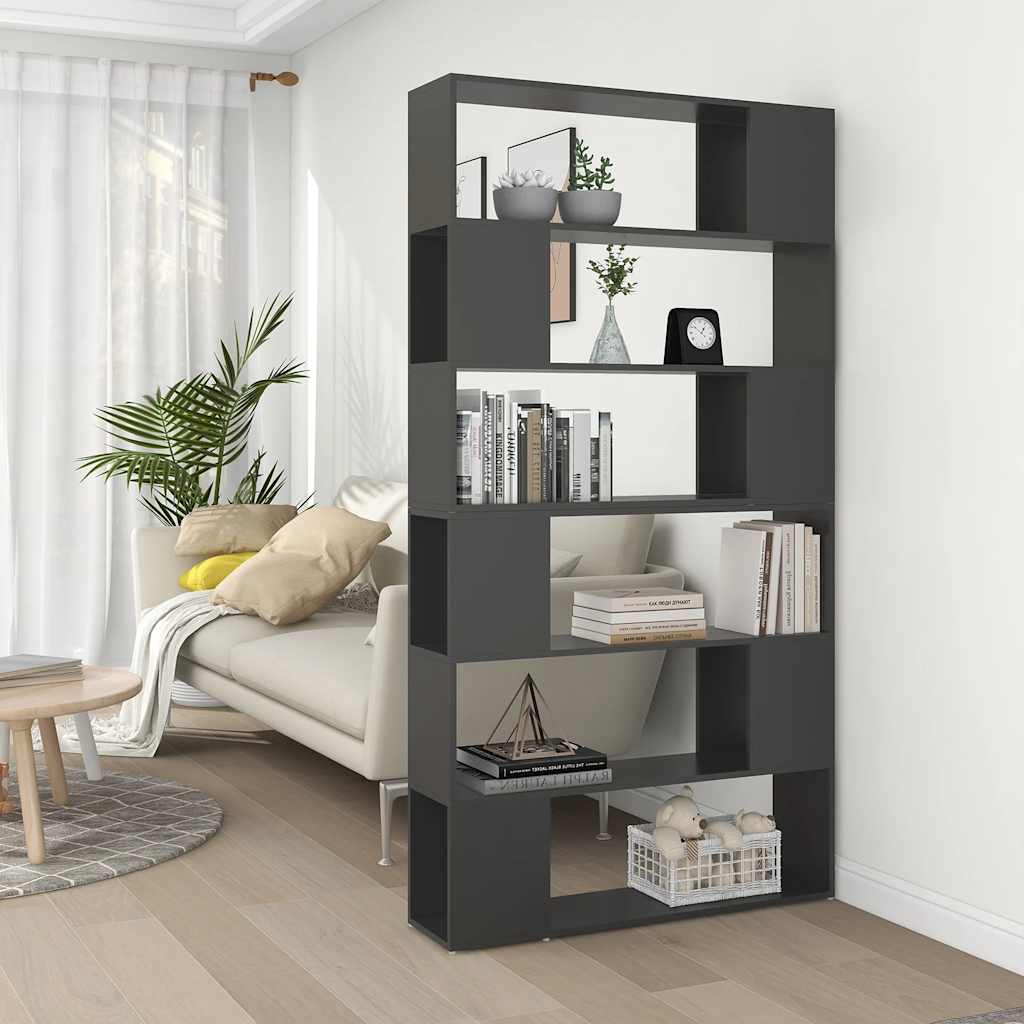 Bücherregal Raumteiler Grau 100x24x188 cm