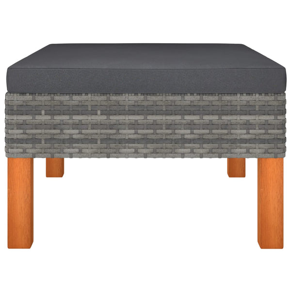 7-tlg. Garten-Lounge-Set Poly Rattan und Eukalyptusholz Grau