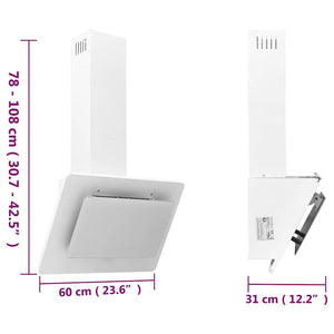 Dunstabzugshaube 60 cm Edelstahl Weißglas