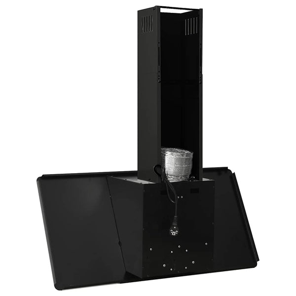 Dunstabzugshaube 90cm Edelstahl Schwarzglas