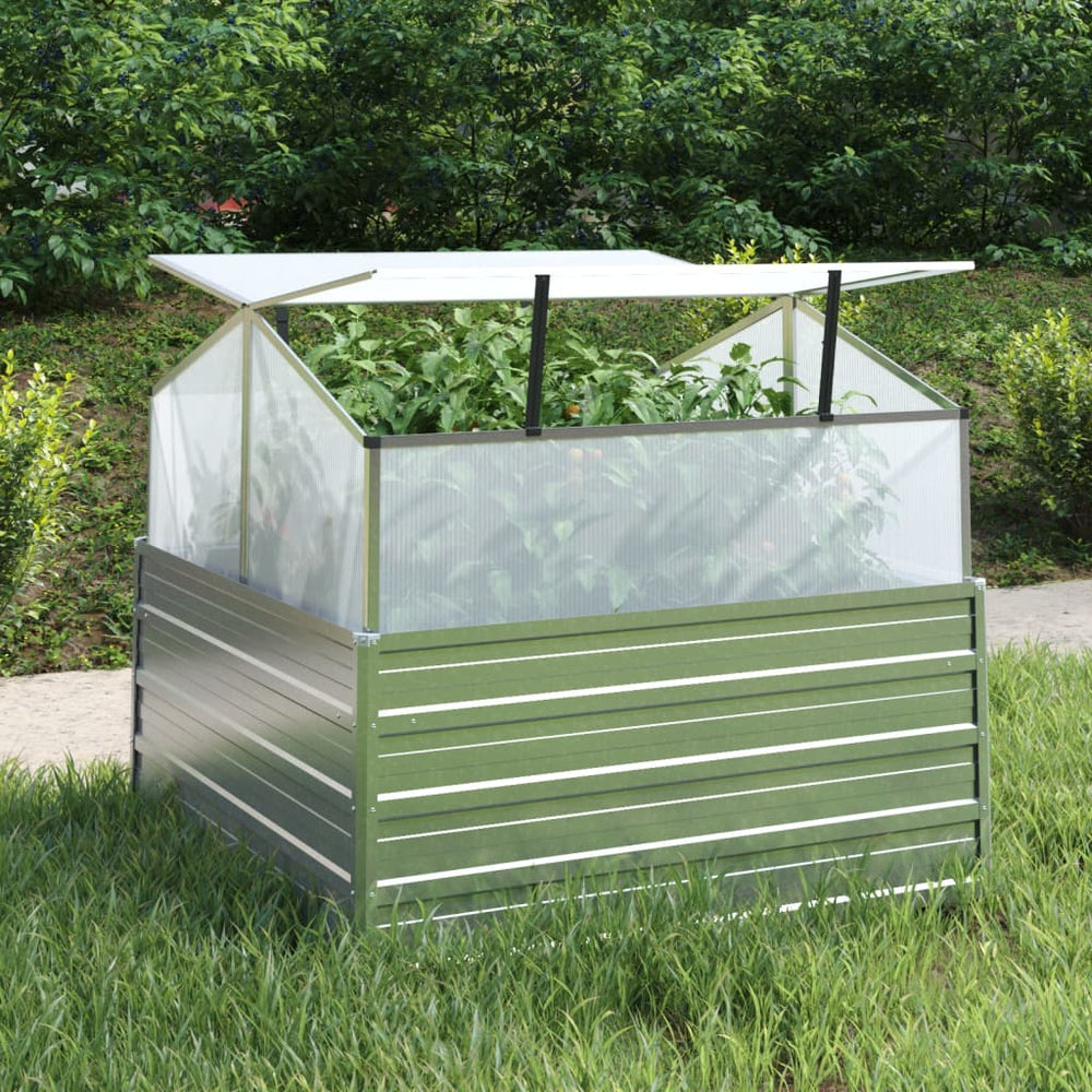 vidaXL Jardin-carré potager avec serre 100x100x85 cm Argenté