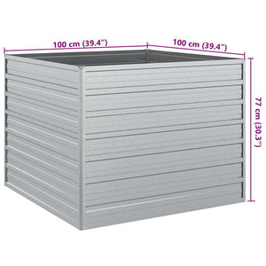 Garten-Hochbeet 100x100x77 cm Verzinkter Stahl Silber