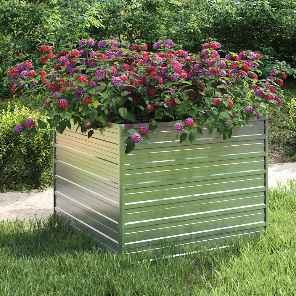vidaXL Carré potager surélevé 100x100x77 cm Acier galvanisé Argenté