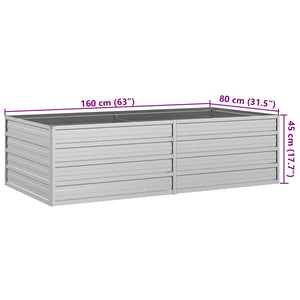 Garten-Hochbeet 160x80x45 cm Verzinkter Stahl Silber